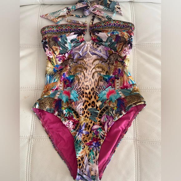 NWT $429 Camilla Mergorou Bandeau one Piece Ring Trim Size S Crystal Leopard - Picture 5 of 15